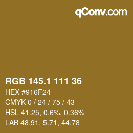 カラーコード: RGB 145.1 111 36 | qconv.com