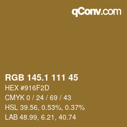 カラーコード: RGB 145.1 111 45 | qconv.com