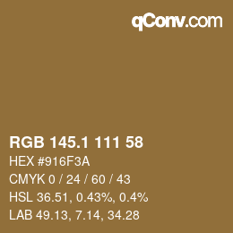 カラーコード: RGB 145.1 111 58 | qconv.com