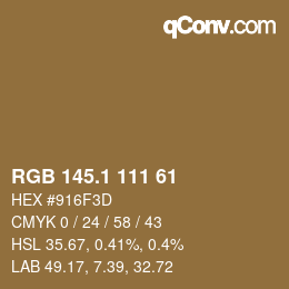 カラーコード: RGB 145.1 111 61 | qconv.com
