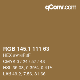 カラーコード: RGB 145.1 111 63 | qconv.com