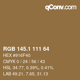 カラーコード: RGB 145.1 111 64 | qconv.com