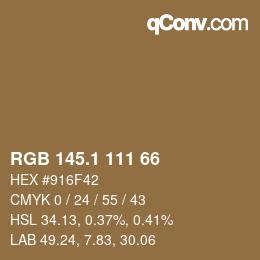 カラーコード: RGB 145.1 111 66 | qconv.com