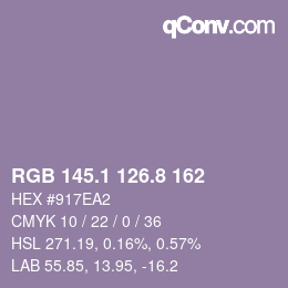 Color code: RGB 145.1 126.8 162 | qconv.com