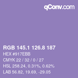 カラーコード: RGB 145.1 126.8 187 | qconv.com