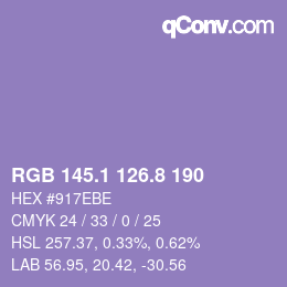 カラーコード: RGB 145.1 126.8 190 | qconv.com