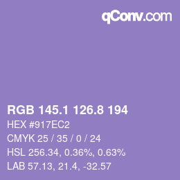 Color code: RGB 145.1 126.8 194 | qconv.com