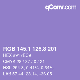 カラーコード: RGB 145.1 126.8 201 | qconv.com