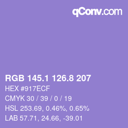 カラーコード: RGB 145.1 126.8 207 | qconv.com