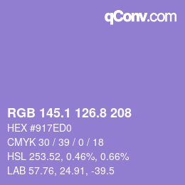 カラーコード: RGB 145.1 126.8 208 | qconv.com