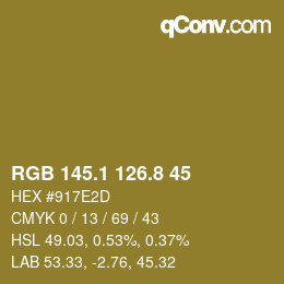 Color code: RGB 145.1 126.8 45 | qconv.com