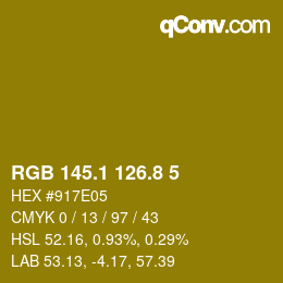カラーコード: RGB 145.1 126.8 5 | qconv.com