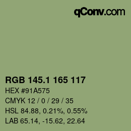 カラーコード: RGB 145.1 165 117 | qconv.com