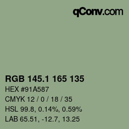 Color code: RGB 145.1 165 135 | qconv.com