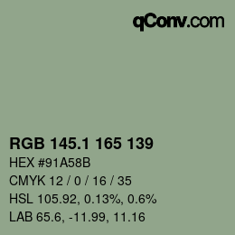 Color code: RGB 145.1 165 139 | qconv.com