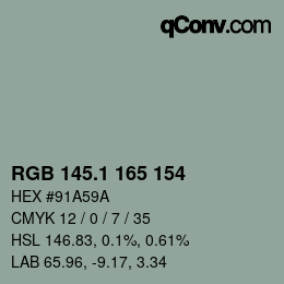 Color code: RGB 145.1 165 154 | qconv.com