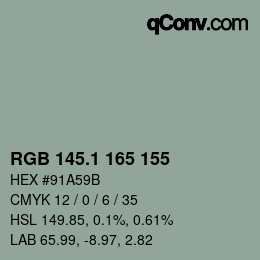カラーコード: RGB 145.1 165 155 | qconv.com