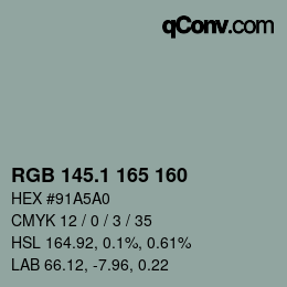 Color code: RGB 145.1 165 160 | qconv.com