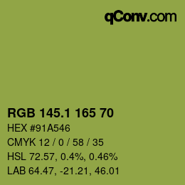 カラーコード: RGB 145.1 165 70 | qconv.com