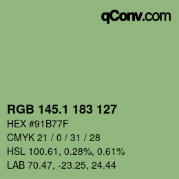 カラーコード: RGB 145.1 183 127 | qconv.com