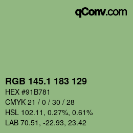 カラーコード: RGB 145.1 183 129 | qconv.com