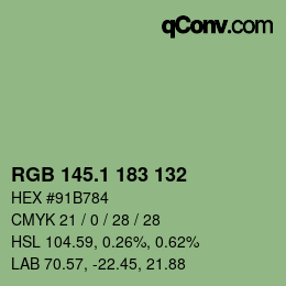 カラーコード: RGB 145.1 183 132 | qconv.com