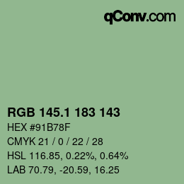 カラーコード: RGB 145.1 183 143 | qconv.com