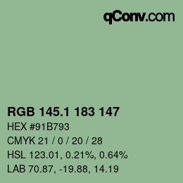 カラーコード: RGB 145.1 183 147 | qconv.com