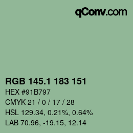 カラーコード: RGB 145.1 183 151 | qconv.com
