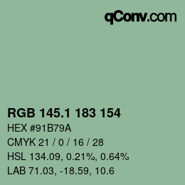 Color code: RGB 145.1 183 154 | qconv.com