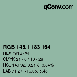 カラーコード: RGB 145.1 183 164 | qconv.com