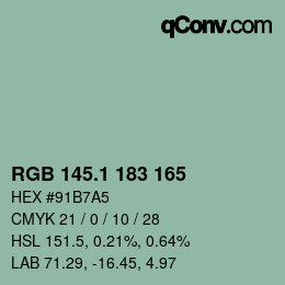 カラーコード: RGB 145.1 183 165 | qconv.com