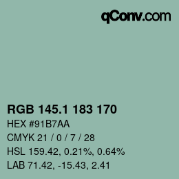 カラーコード: RGB 145.1 183 170 | qconv.com
