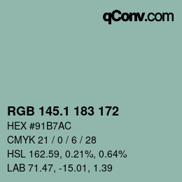 Color code: RGB 145.1 183 172 | qconv.com