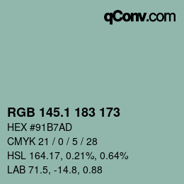 Color code: RGB 145.1 183 173 | qconv.com