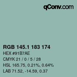 Color code: RGB 145.1 183 174 | qconv.com