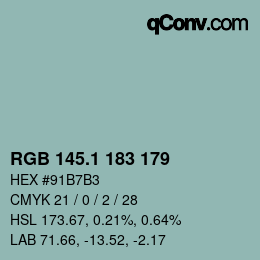 Color code: RGB 145.1 183 179 | qconv.com