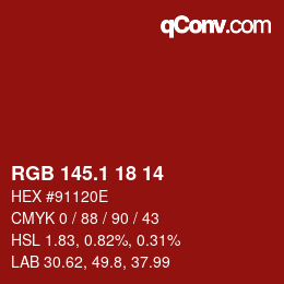 カラーコード: RGB 145.1 18 14 | qconv.com