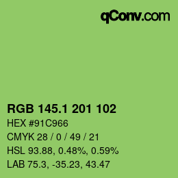 カラーコード: RGB 145.1 201 102 | qconv.com