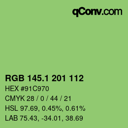 カラーコード: RGB 145.1 201 112 | qconv.com