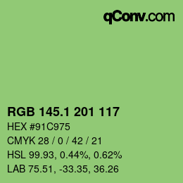カラーコード: RGB 145.1 201 117 | qconv.com