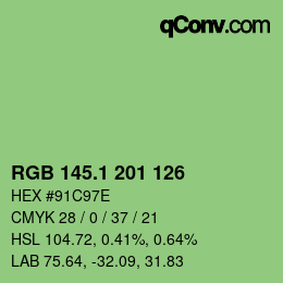 カラーコード: RGB 145.1 201 126 | qconv.com