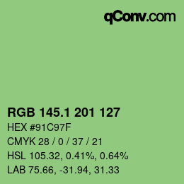 カラーコード: RGB 145.1 201 127 | qconv.com