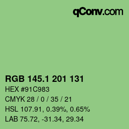 カラーコード: RGB 145.1 201 131 | qconv.com