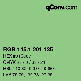カラーコード: RGB 145.1 201 135 | qconv.com