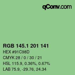 カラーコード: RGB 145.1 201 141 | qconv.com