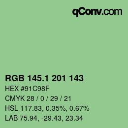 カラーコード: RGB 145.1 201 143 | qconv.com