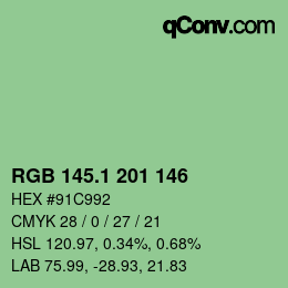 カラーコード: RGB 145.1 201 146 | qconv.com