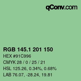 カラーコード: RGB 145.1 201 150 | qconv.com
