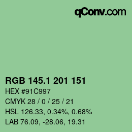 カラーコード: RGB 145.1 201 151 | qconv.com